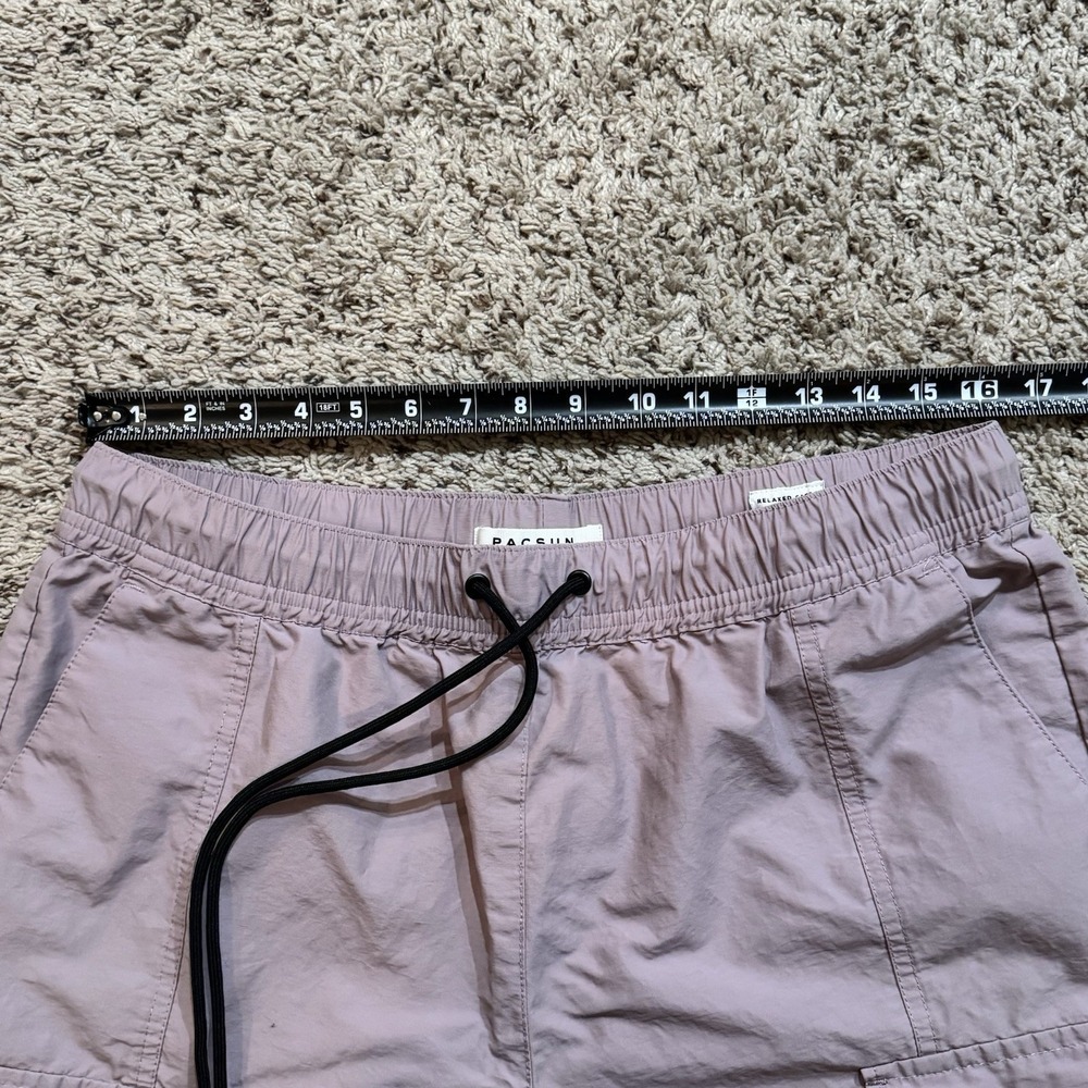 PacSun Men's Relaxed Cargo Jogger Pants Large Mauve Elastic Waist Drawstring - Picture 10 of 14